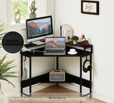 L - SHAPED DESK WITH BUILT - IN CHARGING STATION BLACK