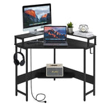 L - SHAPED DESK WITH BUILT - IN CHARGING STATION BLACK