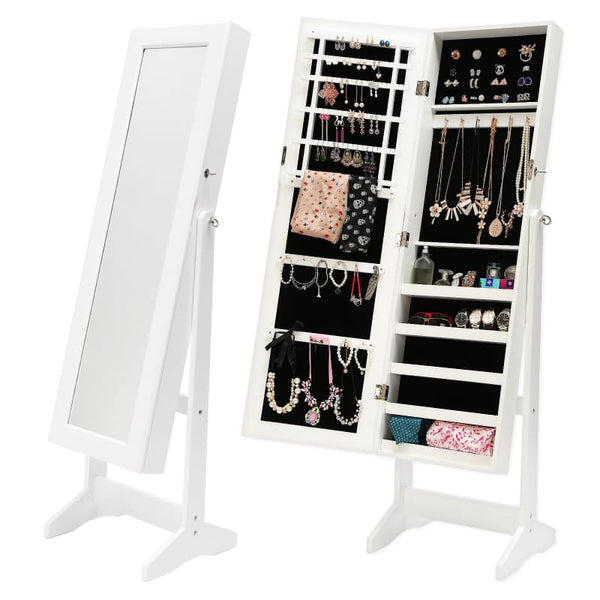 LA BELLA 146CM WHITE MIRROR JEWELLERY CABINET STORAGE