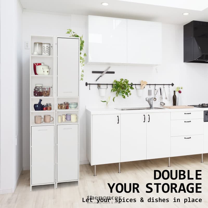 LA BELLA 185CM WHITE BATHROOM STORAGE CABINET TALL SLIM