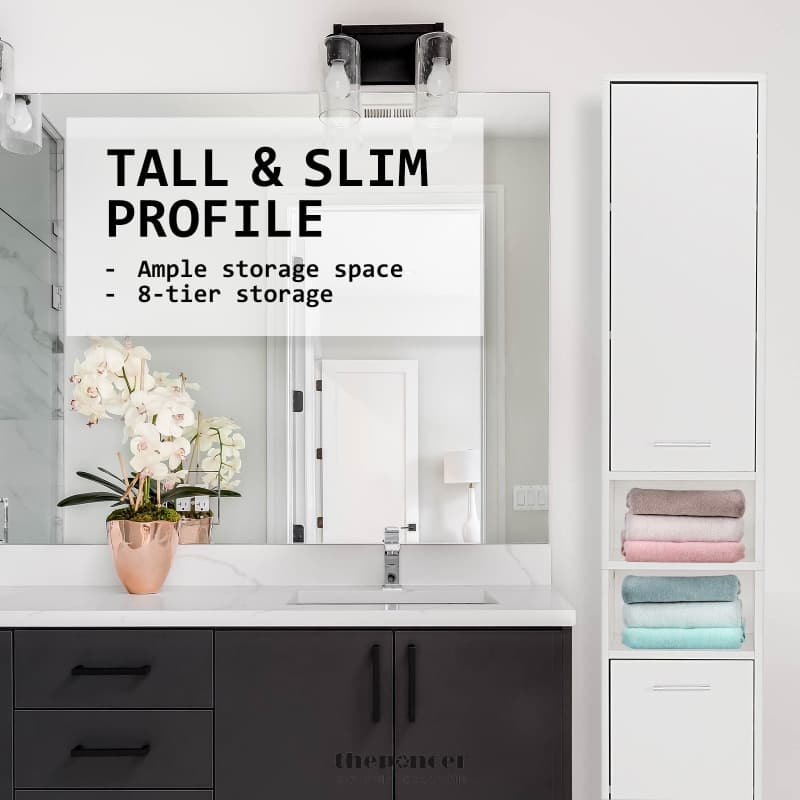 LA BELLA 185CM WHITE BATHROOM STORAGE CABINET TALL SLIM