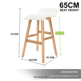 LA BELLA 2 SET 65CM WHITE WOODEN BAR STOOL SOPHIA LEATHER