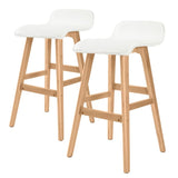 LA BELLA 2 SET 65CM WHITE WOODEN BAR STOOL SOPHIA LEATHER