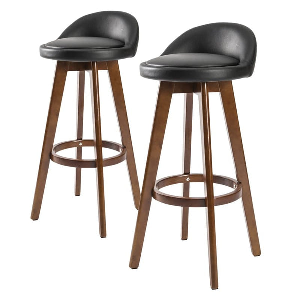 LA BELLA 2 SET 72CM BLACK BROWN WOODEN BAR STOOL LEILA