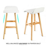 LA BELLA 2 SET 74CM WHITE WOODEN BAR STOOL SOPHIA LEATHER