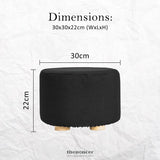 LA BELLA 2 SET BLACK FABRIC OTTOMAN ROUND WOODEN LEG FOOT