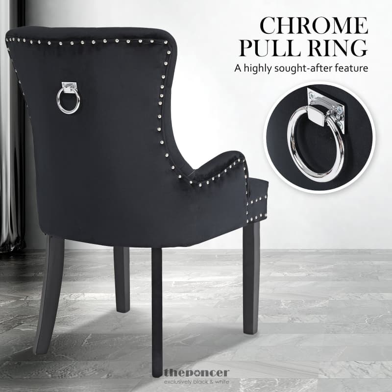 LA BELLA 2 SET BLACK FRENCH PROVINCIAL DINING CHAIR RING