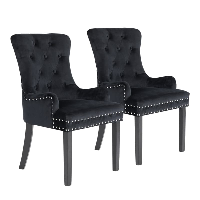 LA BELLA 2 SET BLACK FRENCH PROVINCIAL DINING CHAIR RING