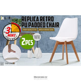 LA BELLA 2 SET WHITE RETRO DINING CAFE CHAIR PADDED SEAT