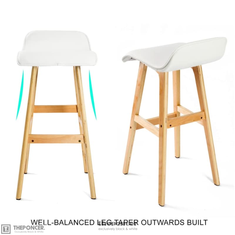 LA BELLA 4 SET 65CM WHITE WOODEN BAR STOOL SOPHIA LEATHER