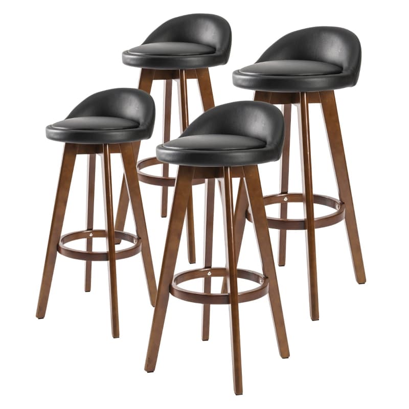 LA BELLA 4 SET 72CM BLACK BROWN WOODEN BAR STOOL LEILA