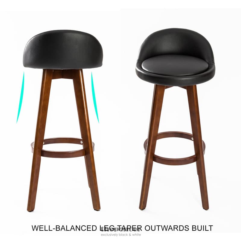 LA BELLA 4 SET 72CM BLACK BROWN WOODEN BAR STOOL LEILA