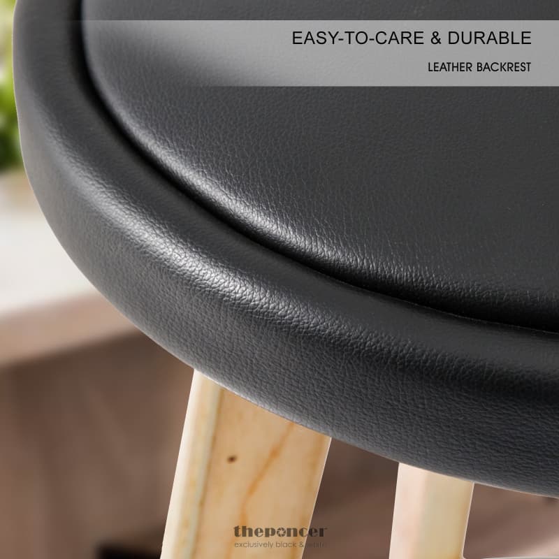 LA BELLA 4 SET 72CM BLACK WOODEN BAR STOOL LEILA LEATHER