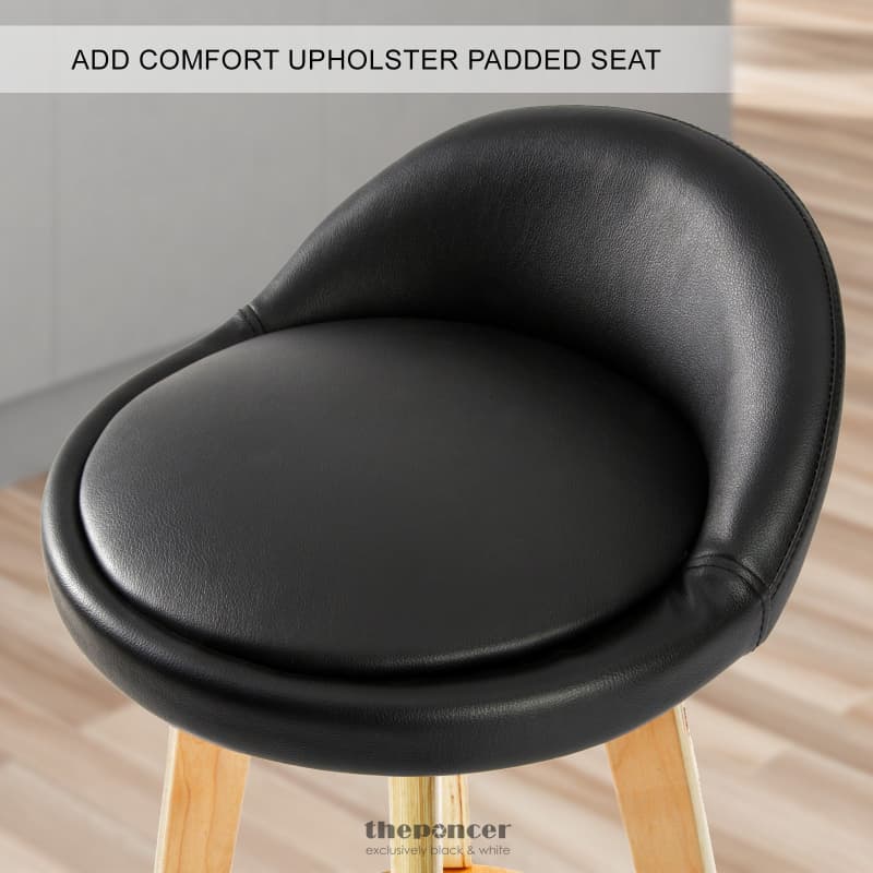 LA BELLA 4 SET 72CM BLACK WOODEN BAR STOOL LEILA LEATHER