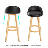 LA BELLA 4 SET 72CM BLACK WOODEN BAR STOOL LEILA LEATHER