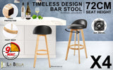 LA BELLA 4 SET 72CM BLACK WOODEN BAR STOOL LEILA LEATHER