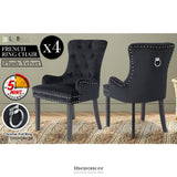 LA BELLA 4 SET BLACK FRENCH PROVINCIAL DINING CHAIR RING