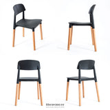 LA BELLA 4 SET BLACK RETRO BELLOCH STACKABLE DINING CAFE