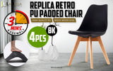 LA BELLA 4 SET BLUE RETRO DINING CAFE CHAIR PADDED SEAT