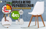 LA BELLA 4 SET WHITE RETRO DINING CAFE CHAIR PADDED SEAT