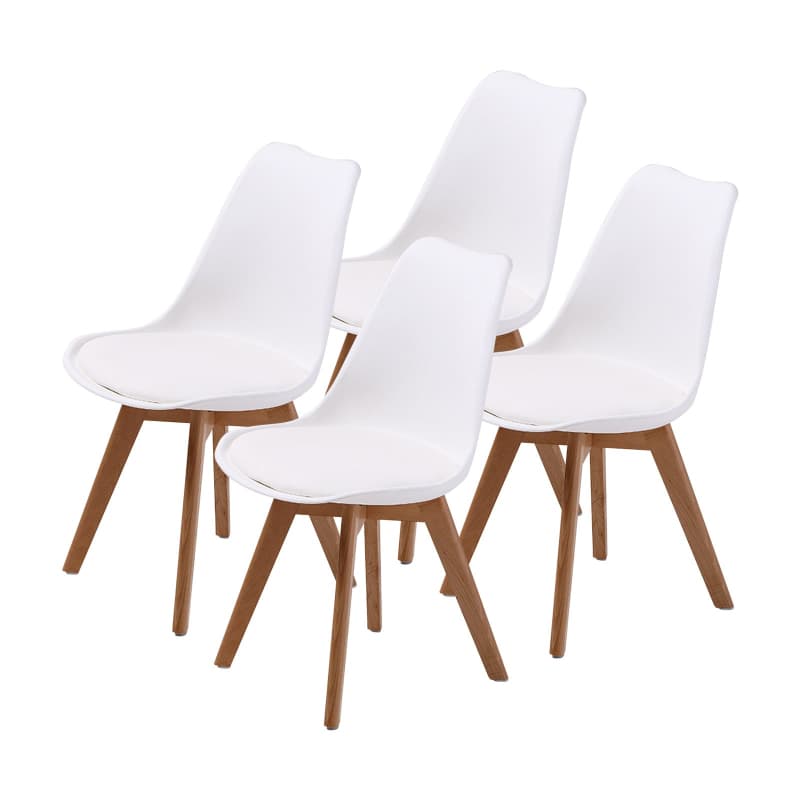 LA BELLA 4 SET WHITE RETRO DINING CAFE CHAIR PADDED SEAT