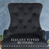 LA BELLA BLACK FRENCH PROVINCIAL DINING CHAIR RING STUDDED