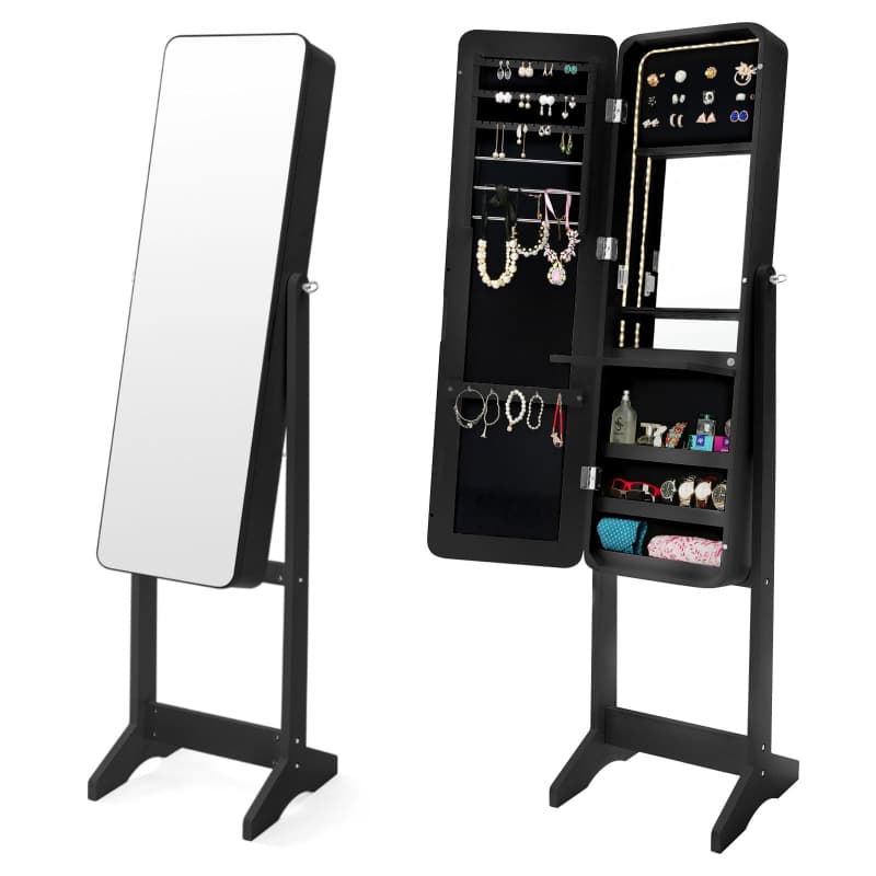 LA BELLA BLACK MIRROR JEWELLERY CABINET FLASHY 146CM