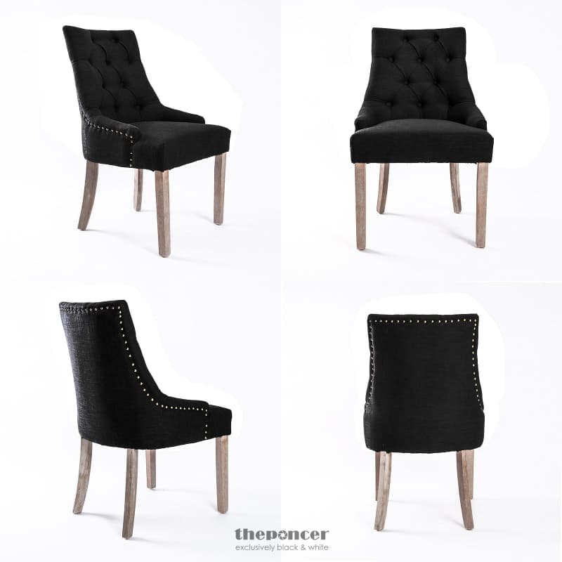 LA BELLA DARK BLACK FRENCH PROVINCIAL DINING CHAIR AMOUR