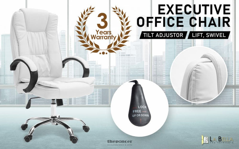 LA BELLA WHITE EXECUTIVE OFFICE CHAIR SAGE DUAL-LAYER SEAT