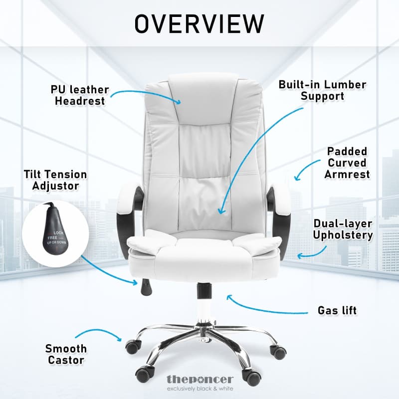 LA BELLA WHITE EXECUTIVE OFFICE CHAIR SAGE DUAL-LAYER SEAT