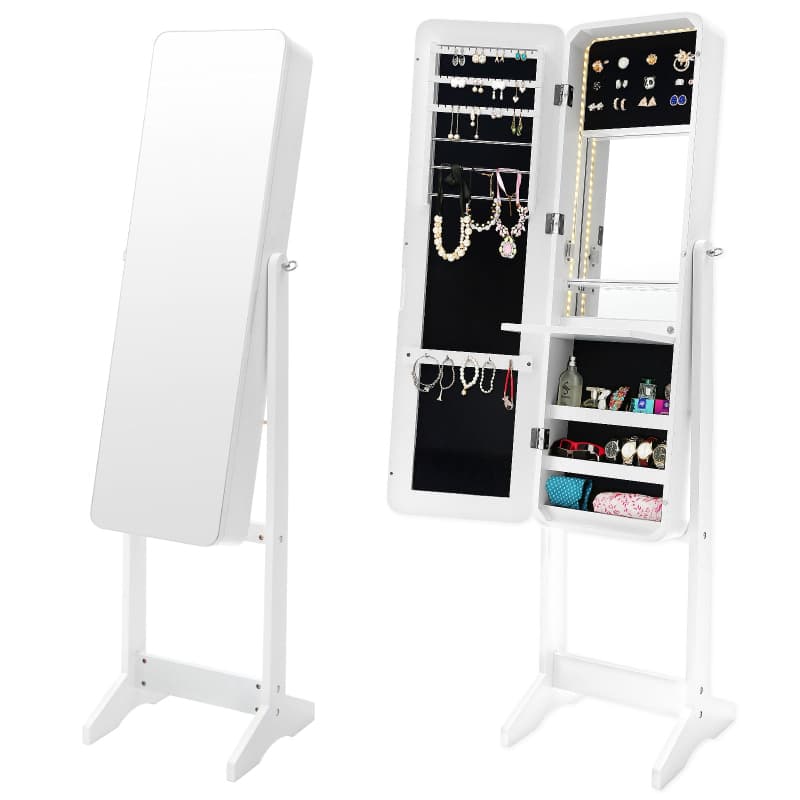 LA BELLA WHITE MIRROR JEWELLERY CABINET FLASHY 146CM