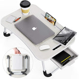 LAPTOP BED DESK WITH STORAGE AND FOLDABLE LEGS FOR ADULTS