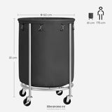LAUNDRY BASKET WITH WHEELS BLACK