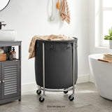LAUNDRY BASKET WITH WHEELS BLACK