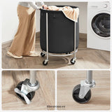 LAUNDRY BASKET WITH WHEELS BLACK