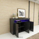 LED HIGH GLOSS WHITE BUFFET KITCHEN CABINET SIDEBOARD