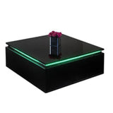 LED LIGHTS HIGH GLOSS COFFEE TABLE WITH STORAGE - BLACK