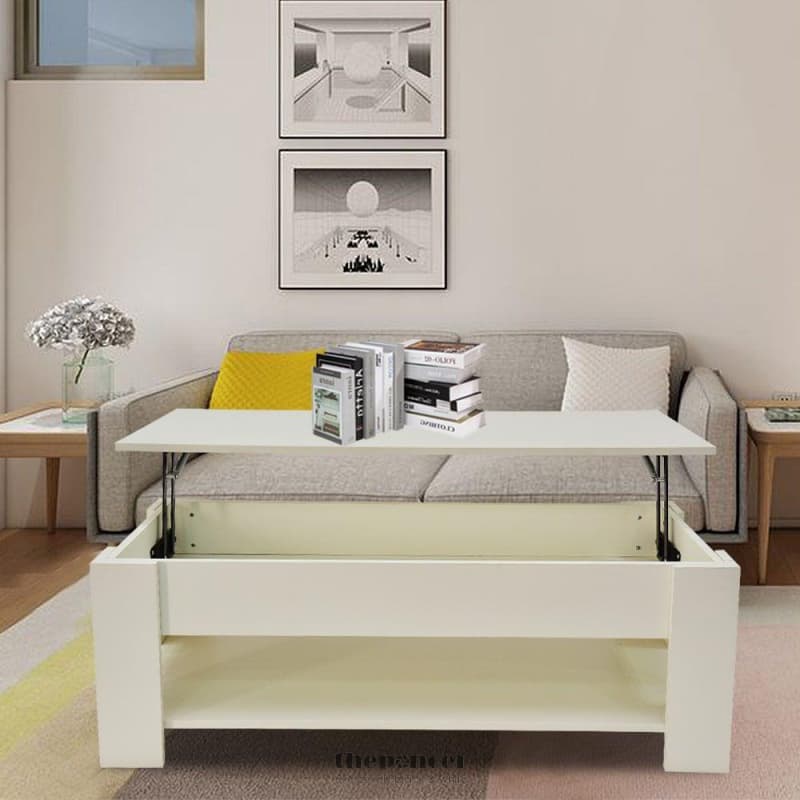 LIFT UP COFFEE TABLE WITH STORAGE-WHITE