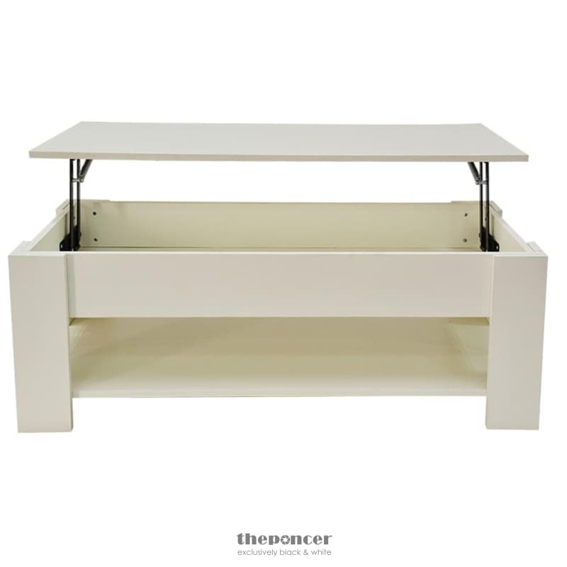 LIFT UP COFFEE TABLE WITH STORAGE-WHITE