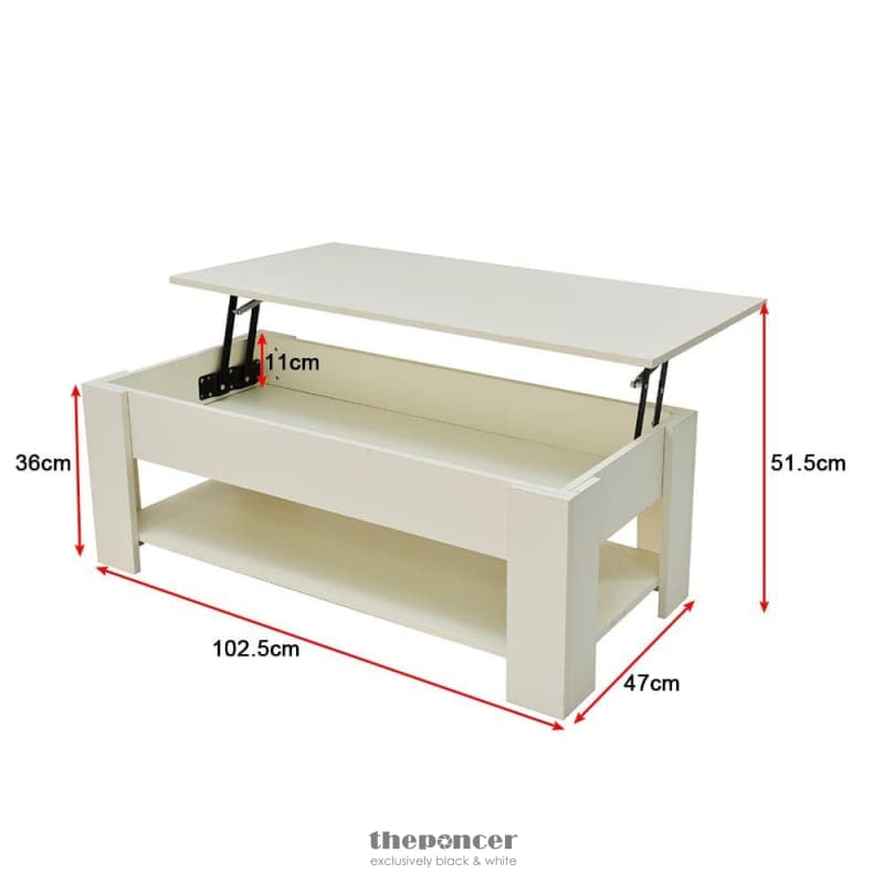 LIFT UP COFFEE TABLE WITH STORAGE-WHITE