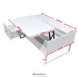 LIFT UP WHITE COFFEE TABLE WITH STORAGE