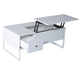 LIFT UP WHITE COFFEE TABLE WITH STORAGE