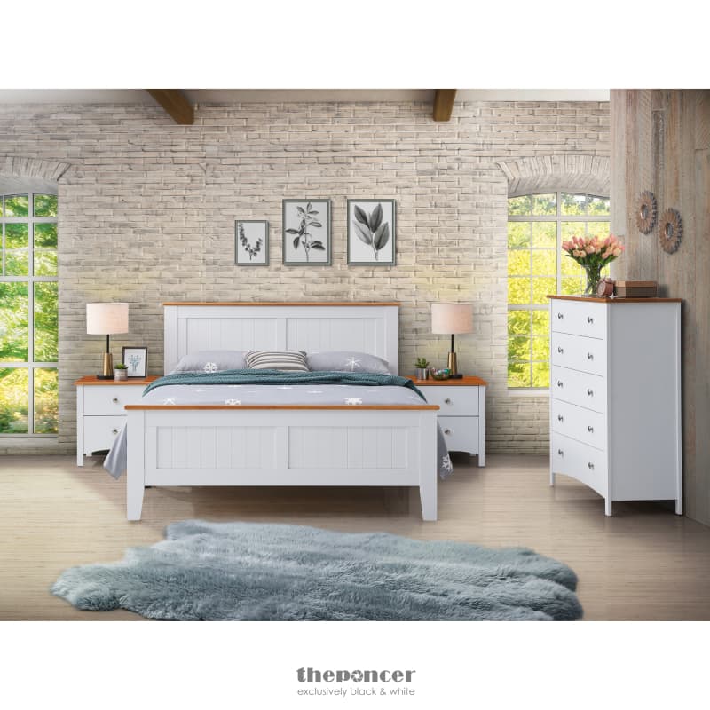 LOBELIA 4PC QUEEN BED SUITE BEDSIDE TALLBOY BEDROOM