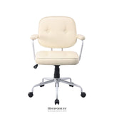 LOUISE WHITE FRAME FAUX LEATHER HOME OFFICE CHAIR IN BEIGE