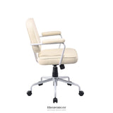 LOUISE WHITE FRAME FAUX LEATHER HOME OFFICE CHAIR IN BEIGE