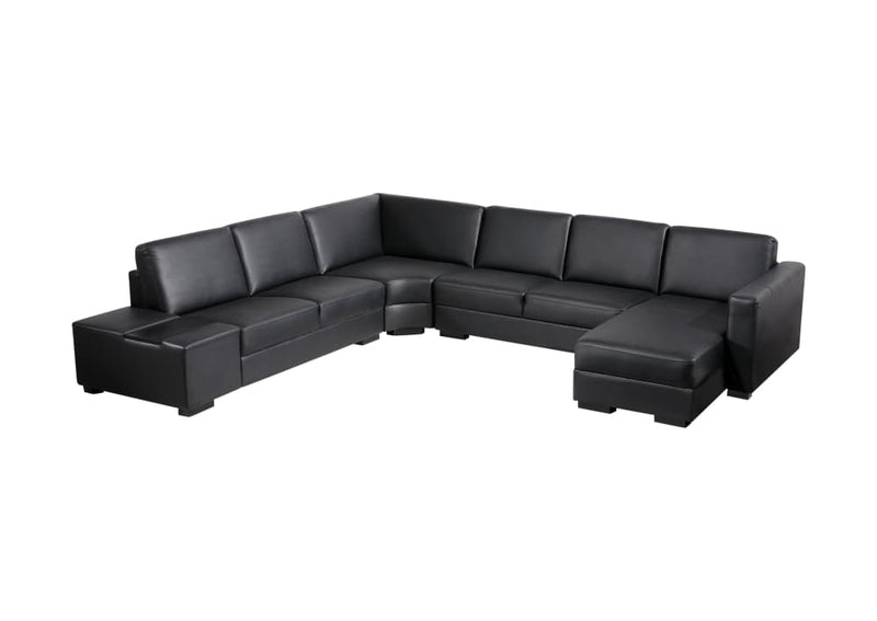 LOUNGE SET LUXURIOUS 6 SEATER BONDED LEATHER CORNER SOFA