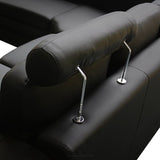 LOUNGE SET LUXURIOUS 6 SEATER FAUX LEATHER CORNER SOFA