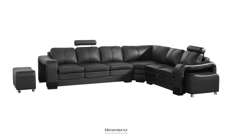 LOUNGE SET LUXURIOUS 6 SEATER FAUX LEATHER CORNER SOFA