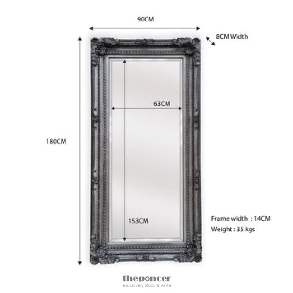 LUX FRENCH PROVINCIAL ORNATE MIRROR - BLACK