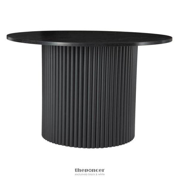 LUXE BLACK RIBBED TEXTURE WOODEN COFFEE TABLE